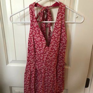 American Eagle Red Floral Halter Top